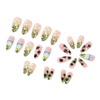Fantasy animal and flower motifs artificial nails Acalora