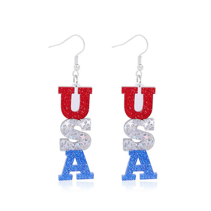 Women's lightweight star earrings with enamel flag design and fishhook Kalsten