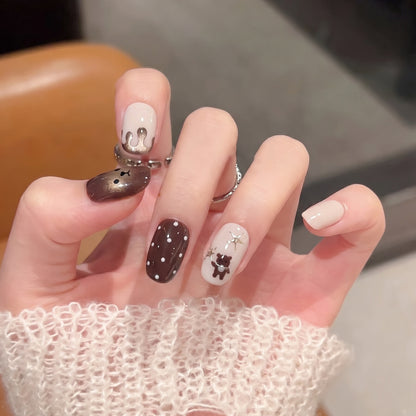 Whimsical Animal-Themed Press-On Nail Art Set Acalora