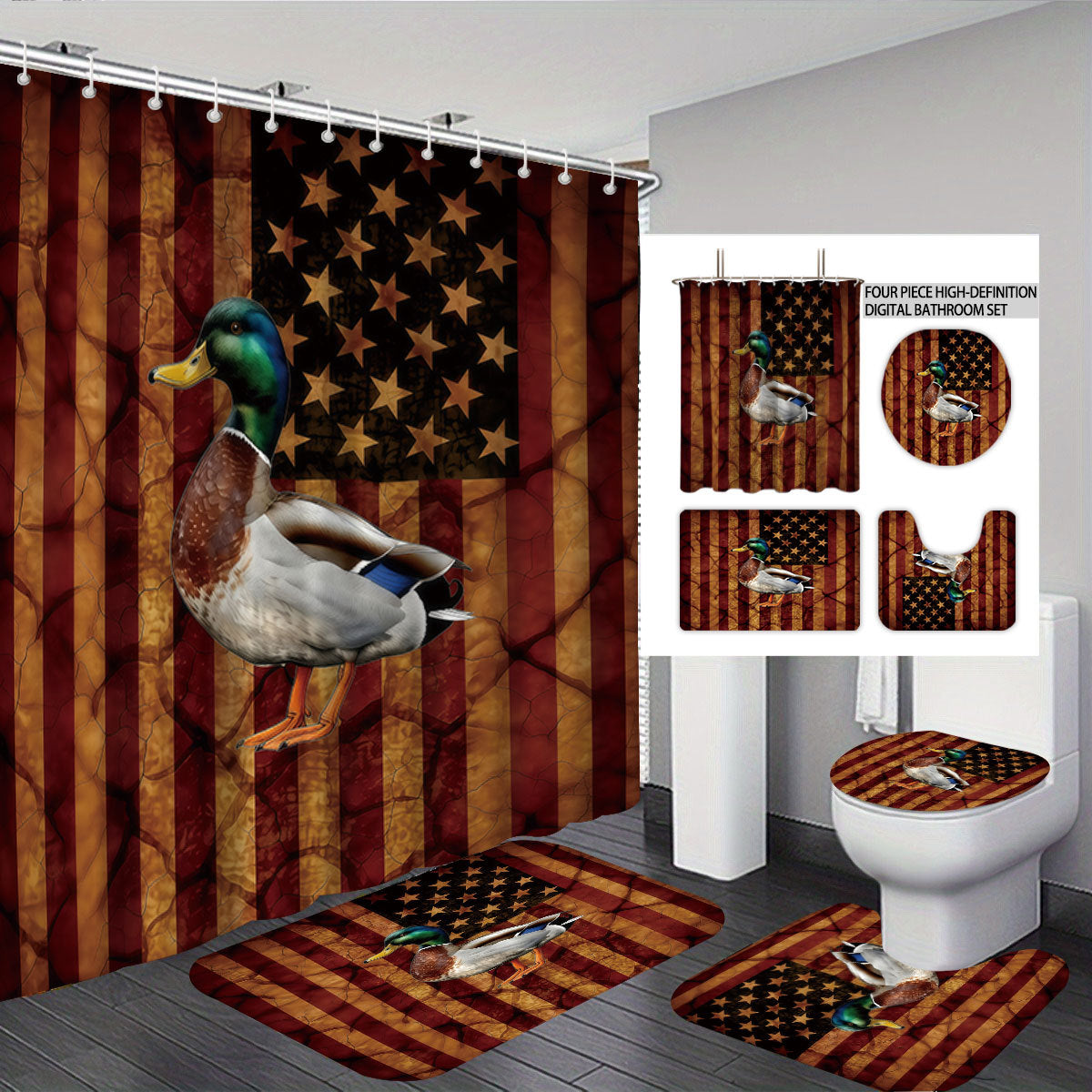 Digital Duck-Themed Bathroom Set