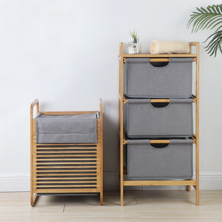 Laundry basket with bamboo frame and fabric insert Acalora