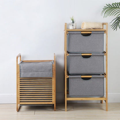 Laundry basket with bamboo frame and fabric insert Acalora