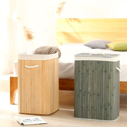 Elegant Laundry Basket Made of Bamboo with Practical Lid Acalora