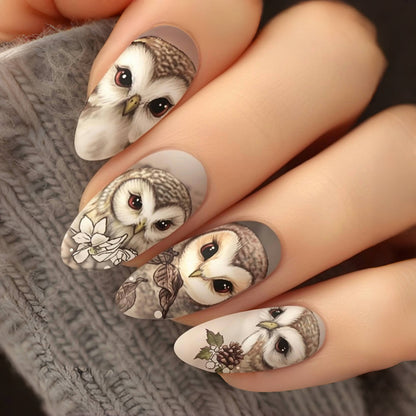 Artificial nails with owl design Acalora