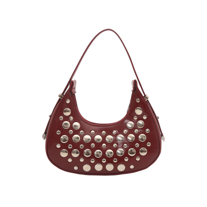 Studded Leather Hobo Bag Acalora