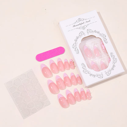 Premium False Nail Set with Elegant French Tip Design Acalora
