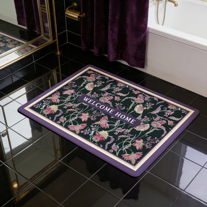 Vintage Floral Pattern Bath Mat Acalora