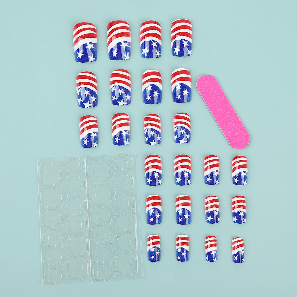 Artificial nails in patriotic Stars and Stripes design Acalora