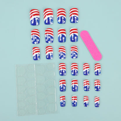 Artificial nails in patriotic Stars and Stripes design Acalora
