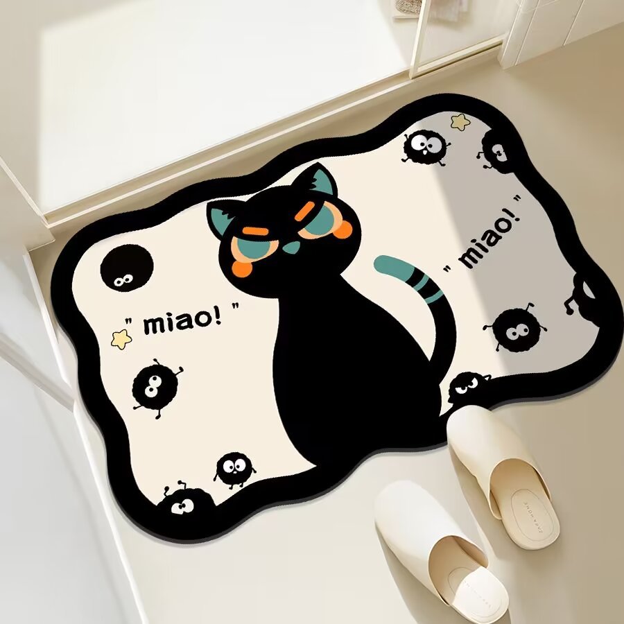 Fun Cat-Themed Bathroom Mat