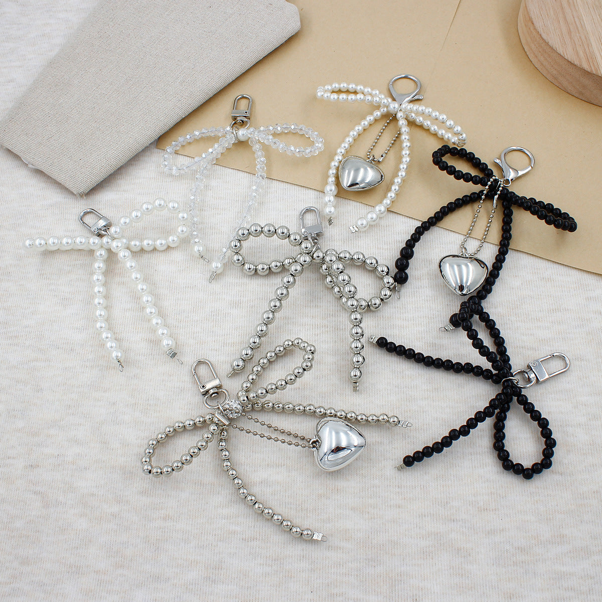 Elegant Pearl Bow Keychain Acalora