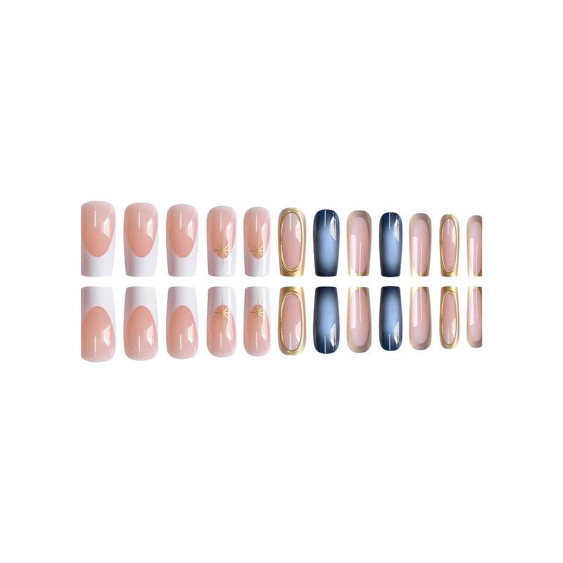 Premium Gradient Press-On Nails with Gold Accents Acalora