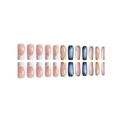Premium Gradient Press-On Nails with Gold Accents Acalora