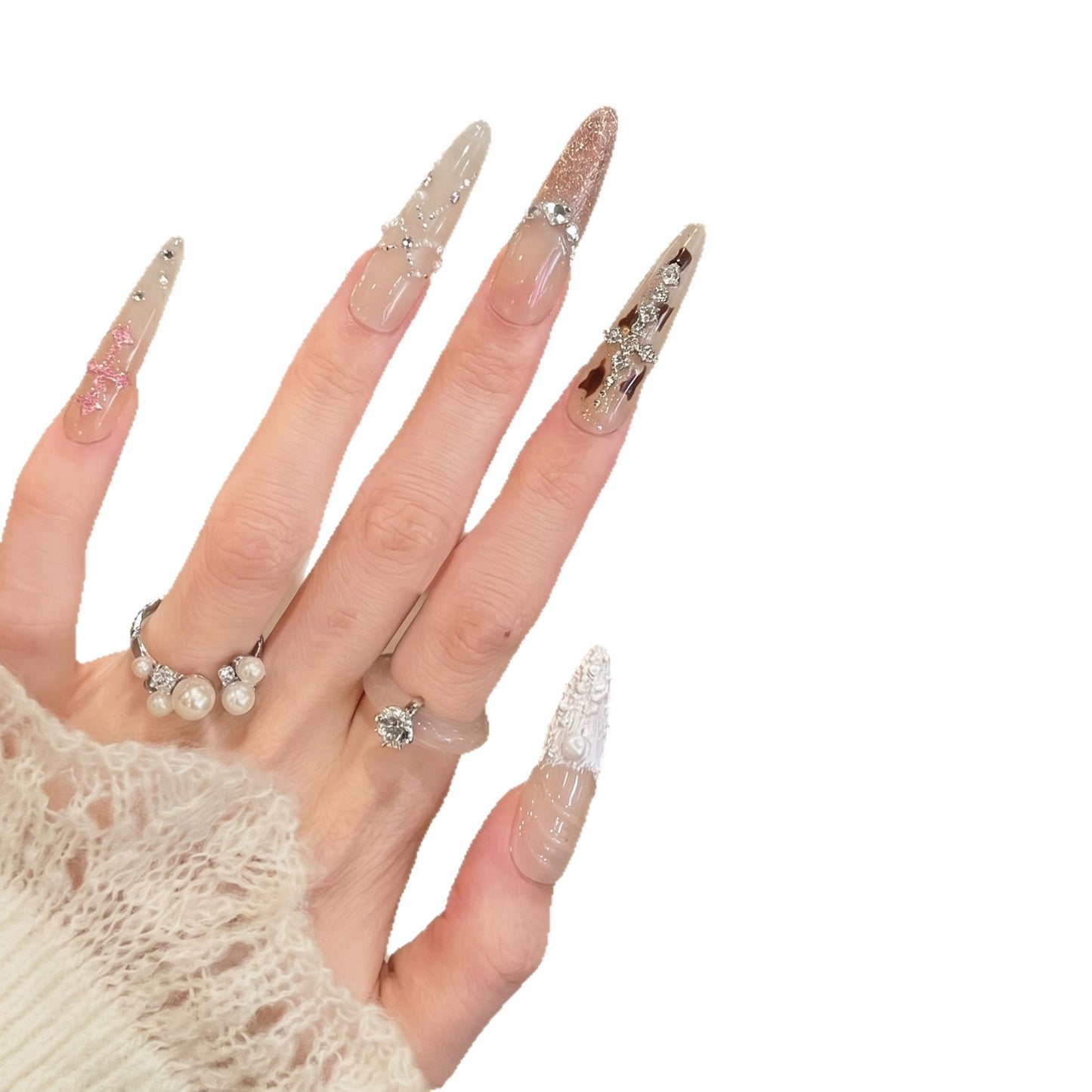 Glamorous Press-On Nail Art Kit with Innovative Design Elements Acalora