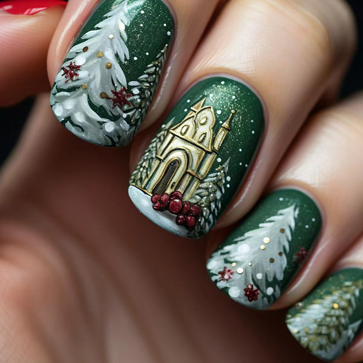Festive Winter Holiday Nail Art Acalora