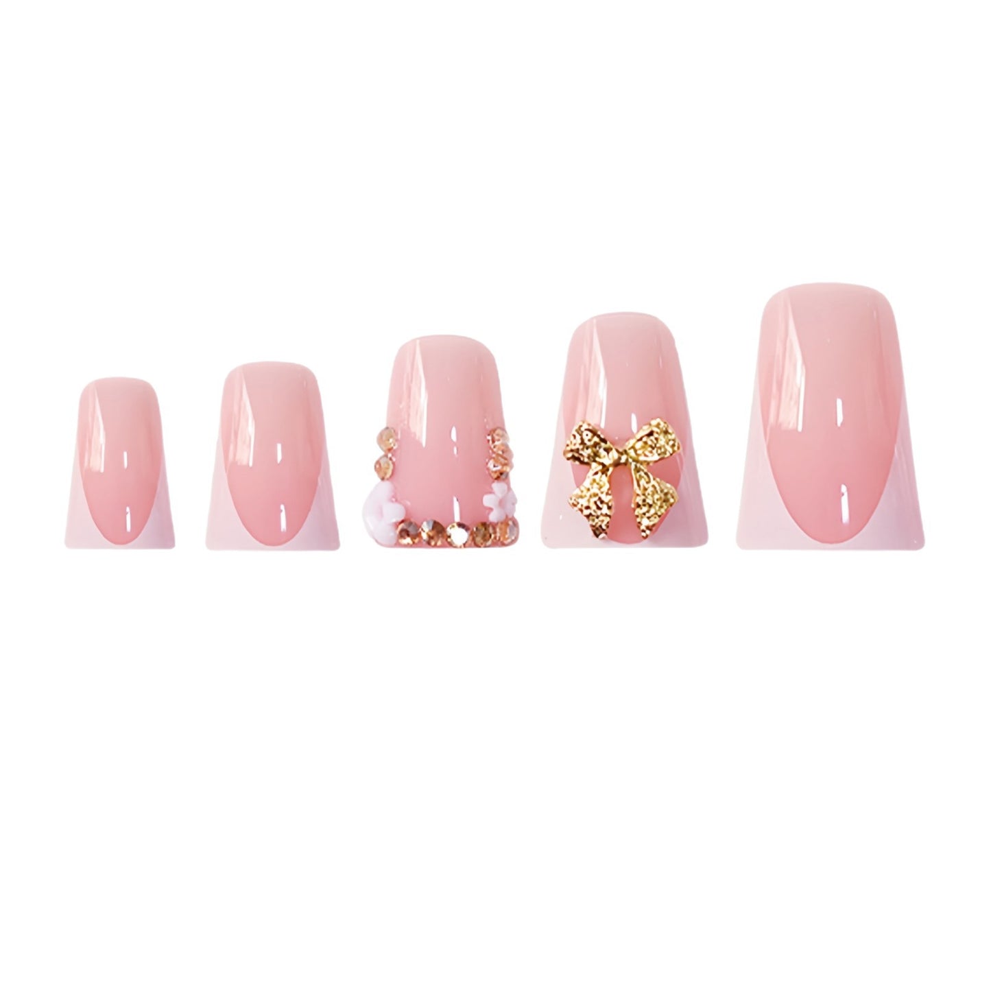 Decorative 3D Floral Press-On Nails with Gem Accents Acalora