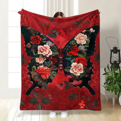 Fluffy Butterfly Print Fleece Blanket