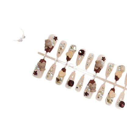 Artificial nails with charming animal and glitter design Acalora