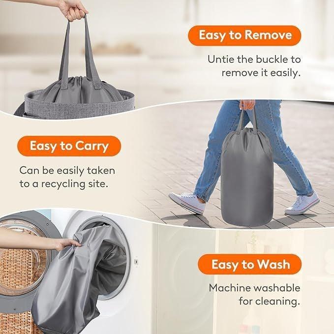Large laundry basket with removable inner bag Acalora