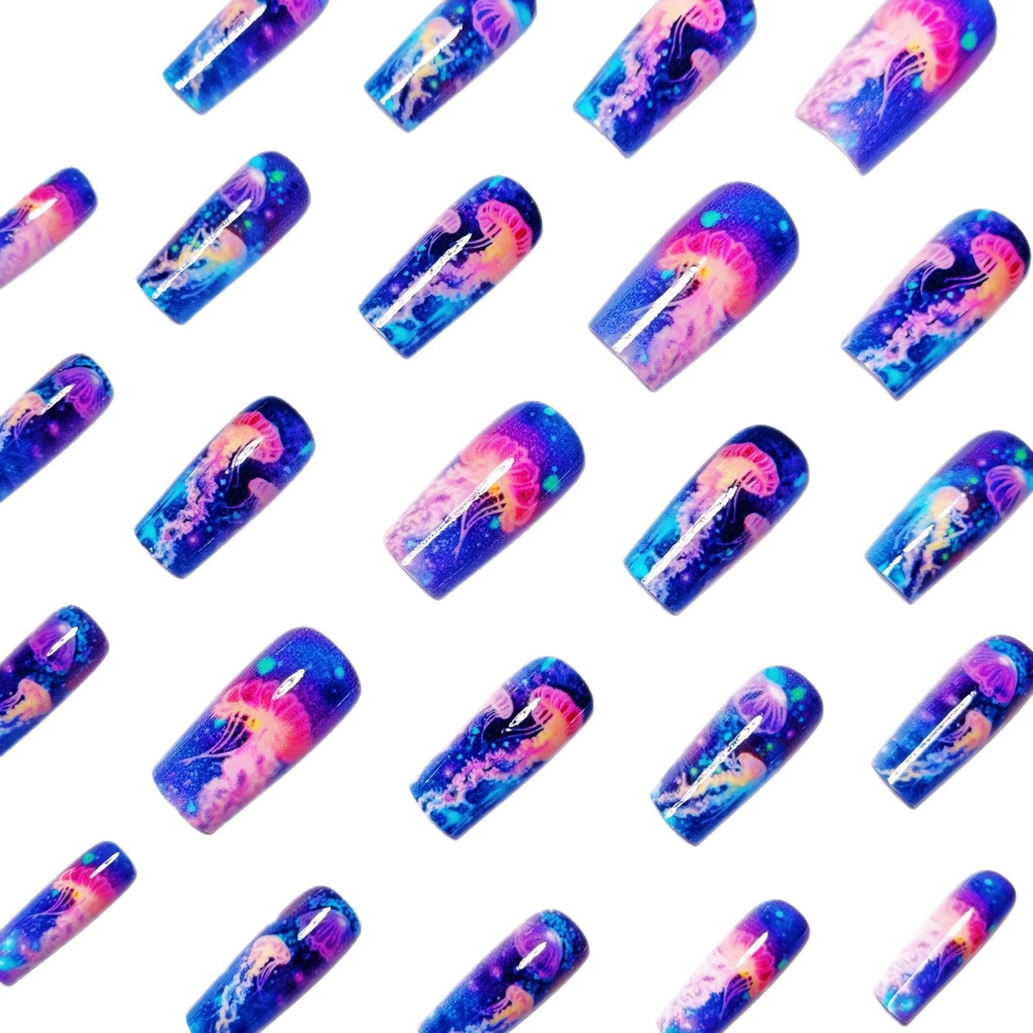Gel Nail Art Design with Luminescent Jellyfish Acalora
