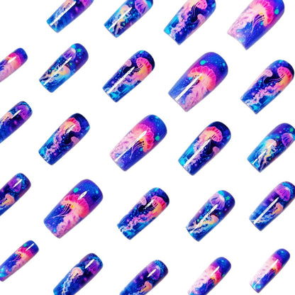 Gel Nail Art Design with Luminescent Jellyfish Acalora