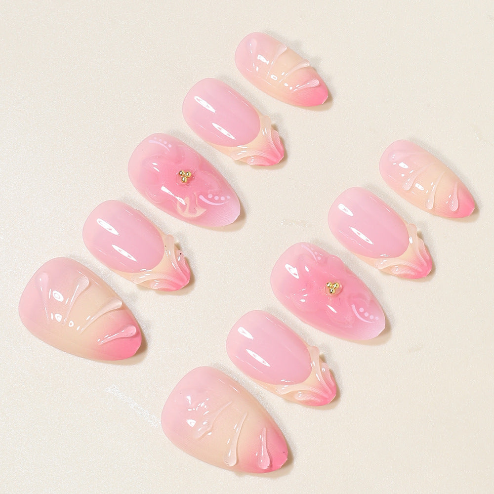 Elegant Floral Press-On Nail Art Set Acalora