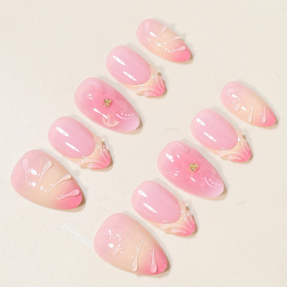 Elegant Floral Press-On Nail Art Set Acalora
