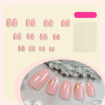 Premium Decorative Press-On Nail Set with Glitter and Gold Accents Acalora