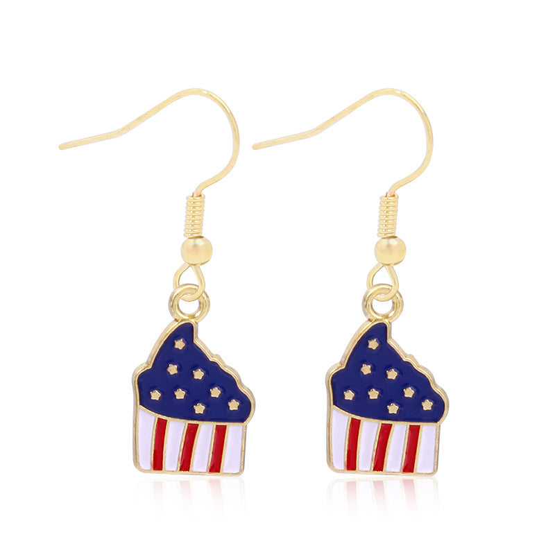 Women's lightweight star earrings with enamel flag design and fishhook Kalsten