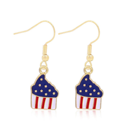 Women's lightweight star earrings with enamel flag design and fishhook Kalsten