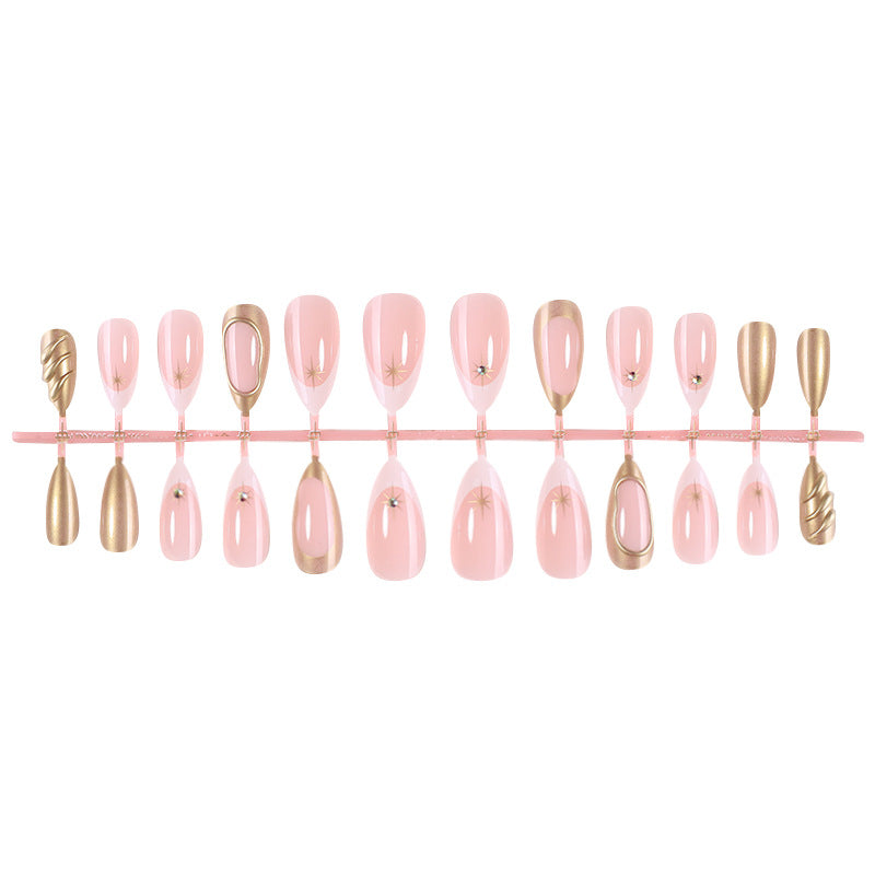 Decorative Press-On Nail Art Set with Premium Gold Accents Acalora