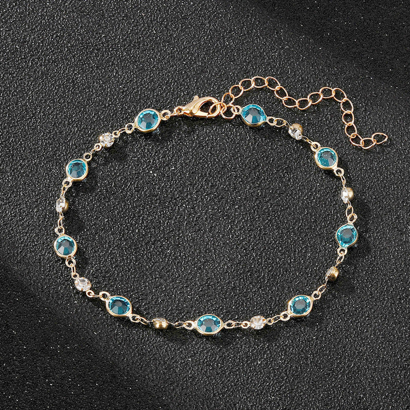 Elegant Rhinestone Chain Anklet Acalora