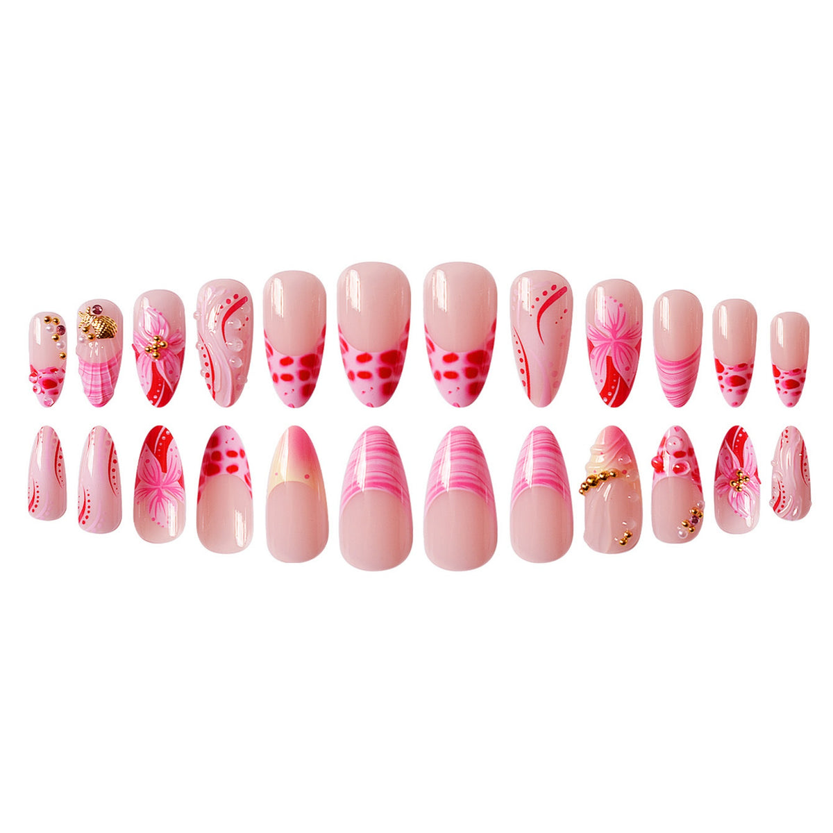 Elegant 3D Floral Press-On Nail Design Acalora