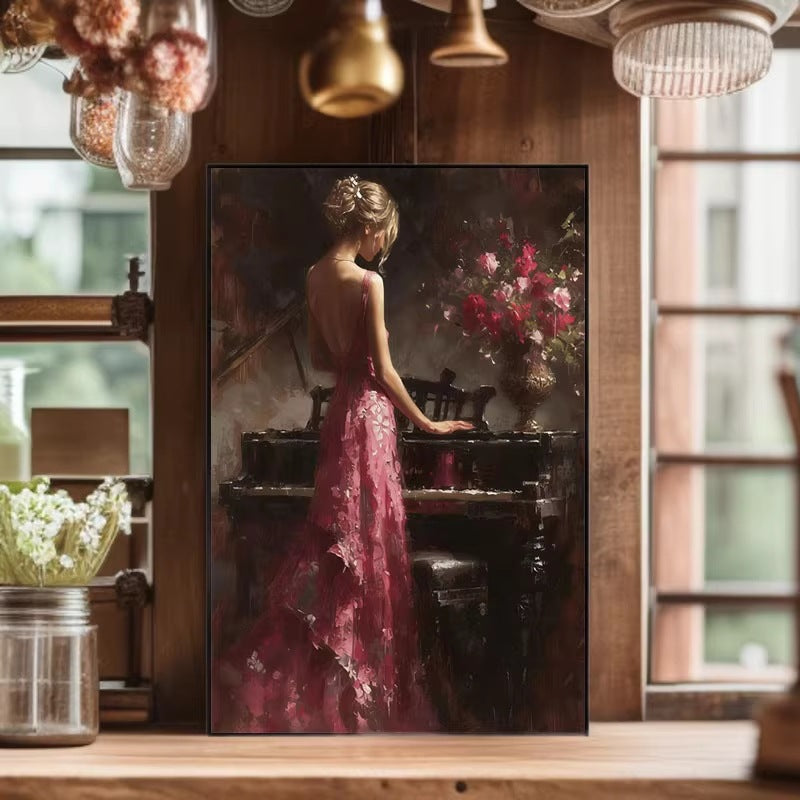 Elegant Piano Scene Canvas Artwork