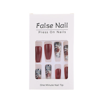 Artificial nails with romantic rose pattern Acalora