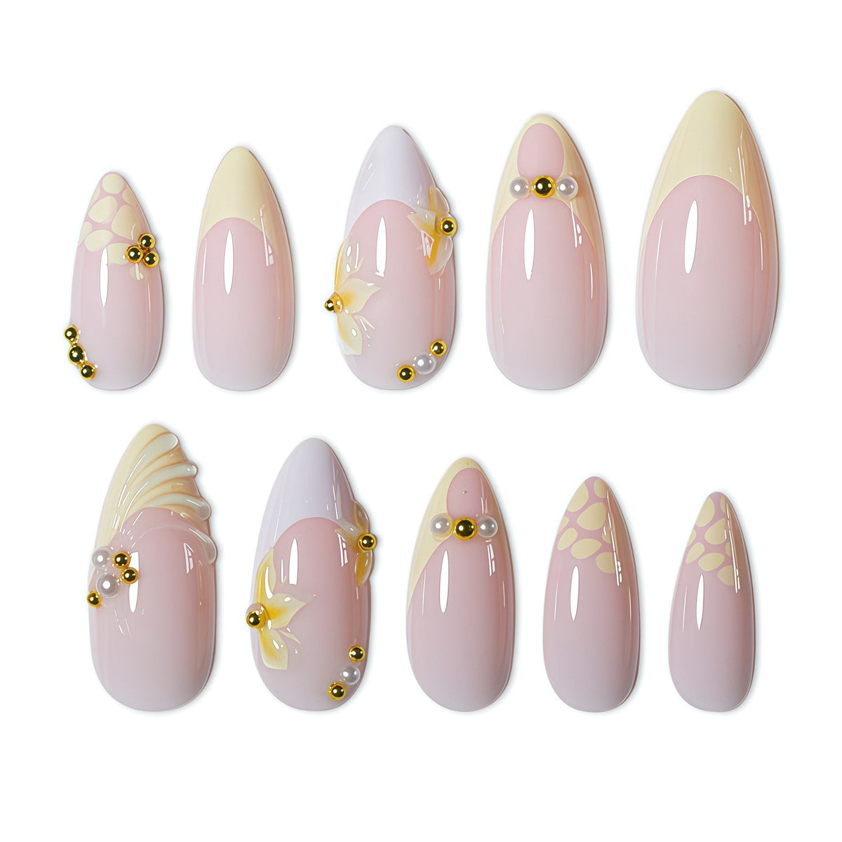 Elegant Floral Accent Press-On Nails Acalora
