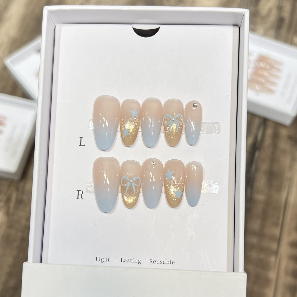 Decorative Press-On Nail Set with Glitter and Bow Accents Acalora