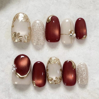 Acrylic nail set with elegant flower and glitter accents Acalora