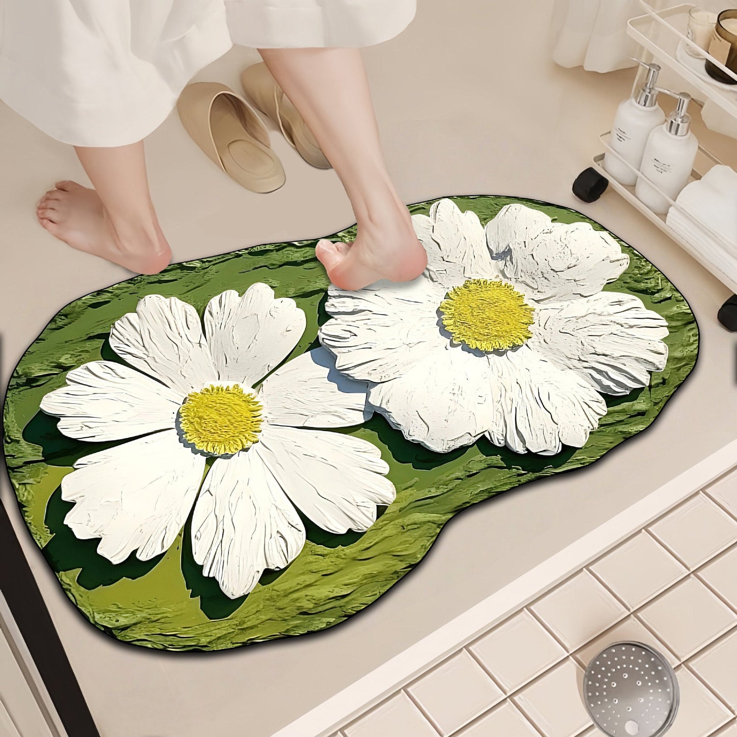 Luxurious Floral Design Bath Mat