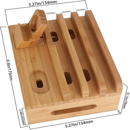 BowLift | Tekavo Bamboo Charging Station – 5-Port USB Organiser with Cable Set
