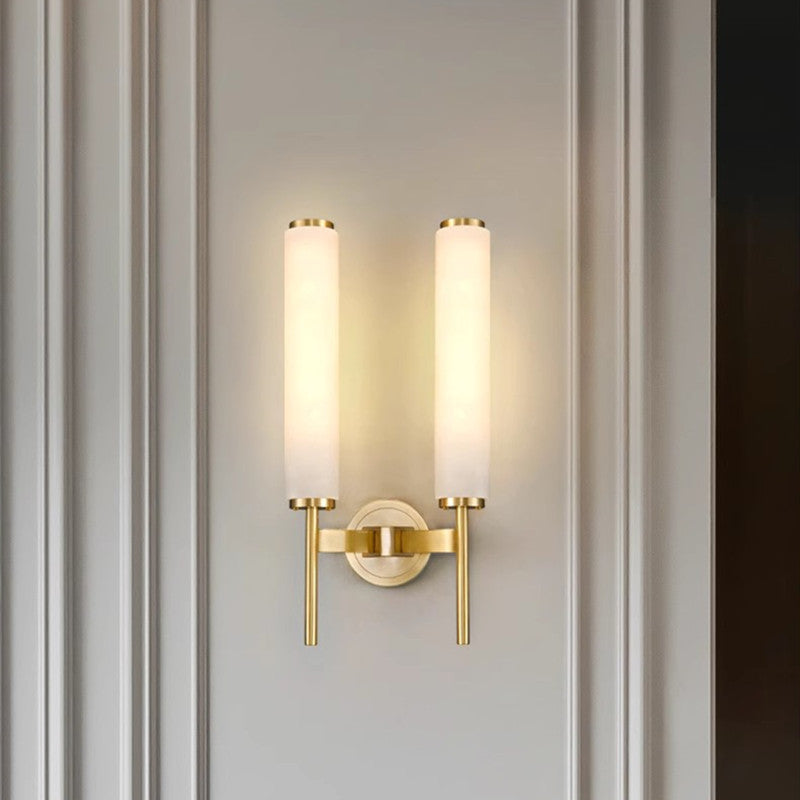 Elegant Glass and Brass Wall Sconce Light Fixture