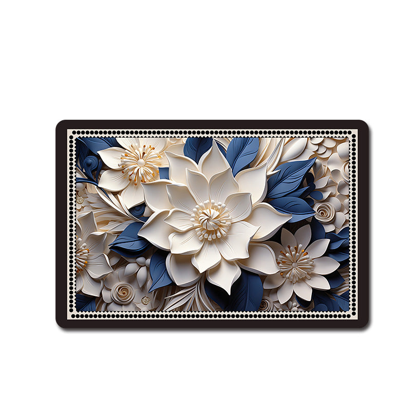 Floral Patterned Memory Foam Bath Mat Acalora