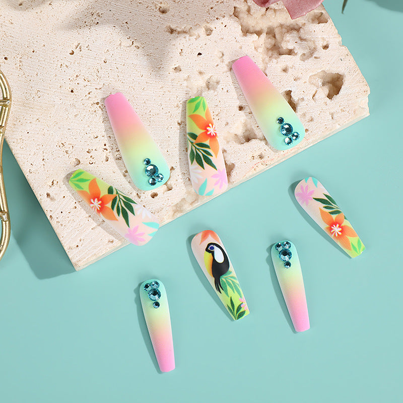 Artificial nail tips in tropical design Acalora