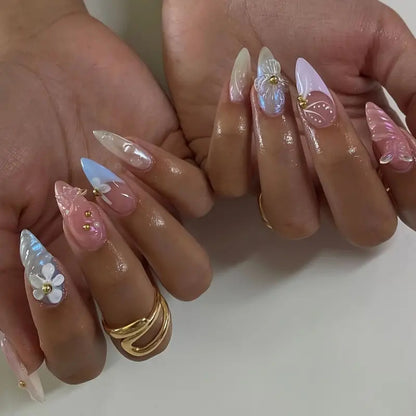 Artistic 3D Floral Nail Art Extensions Acalora