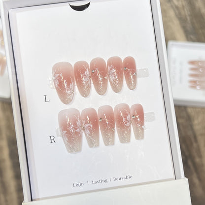 Elegant Floral-Inspired Press-On Nail Set Acalora
