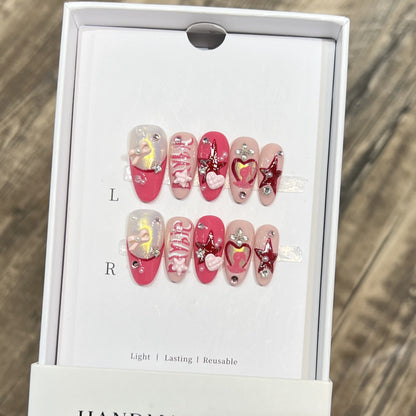 Themed Press-On Nail Art Set with Hello Kitty Designs Acalora