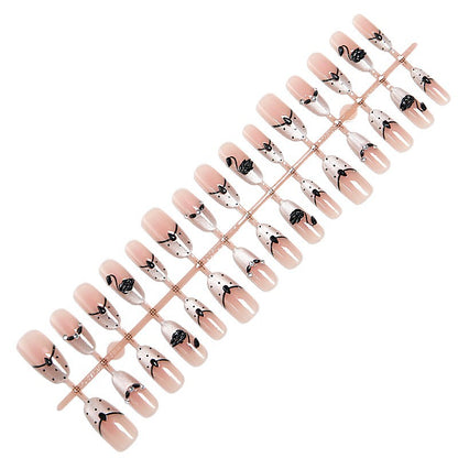 Artificial nails with floral accents and elegant shine Acalora