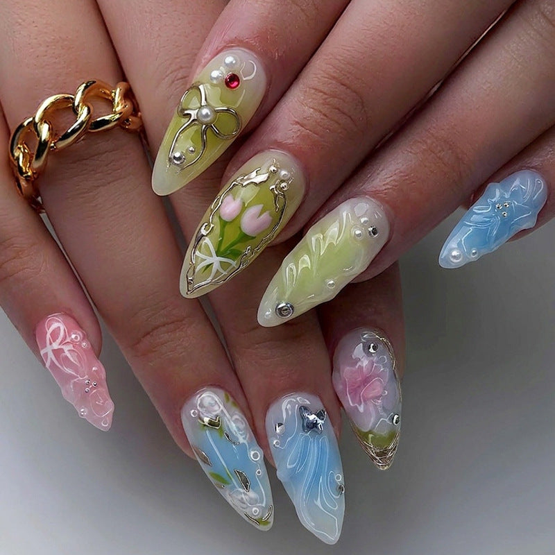 Floral Articulated Press-On Nail Set Acalora