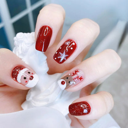 Decorative Press-On Nail Art Set with Elegant Floral and Shimmer Design Acalora