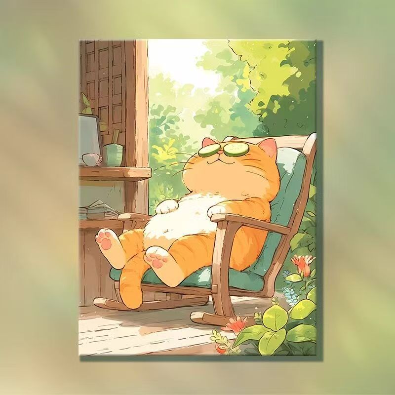 Playful Cartoon Cat Illustration Wall Art